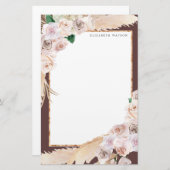 tropische elegant floral Monogram Briefpapier (Voorkant / Achterkant)