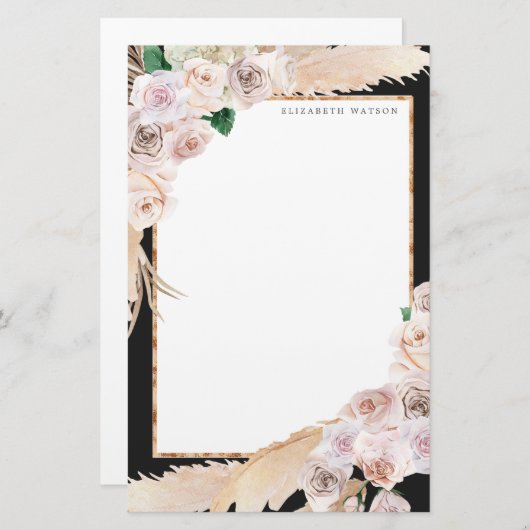 tropische elegant floral Monogram Briefpapier (Voorkant / Achterkant)