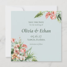 Tropische Elegantie Botanische Save the Date