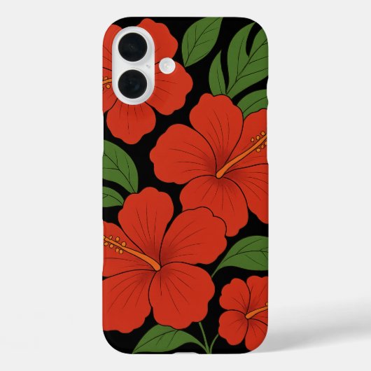 Tropische elegantie rode hibiscus op zwart Case-Mate iPhone case (Achterkant)