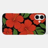 Tropische elegantie rode hibiscus op zwart Case-Mate iPhone case (Achterkant (horizontaal))