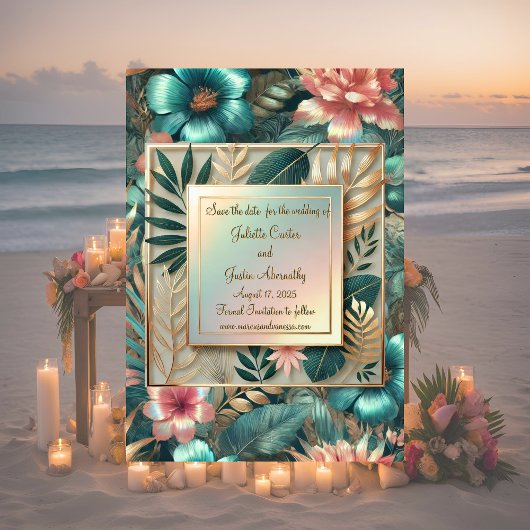 Tropische elegantie Save the Date Kaart