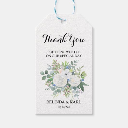 Tropische eucalyptus groen dank u cadeaulabel (Voorkant)