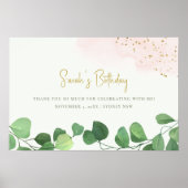 Tropische Eucalyptus Roze Goud Botanische Verjaard Poster (Voorkant)