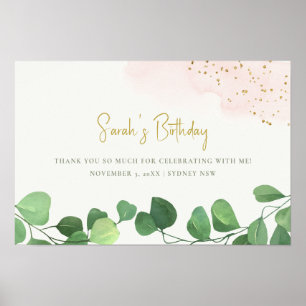 Tropische Eucalyptus Roze Goud Botanische Verjaard Poster