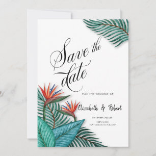 Tropische Exotische Bloemen Bewaar de Datum Save The Date