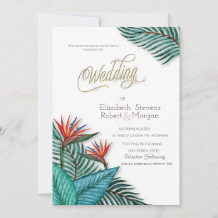 Tropische Exotische Bloemen Bruiloft Kaart