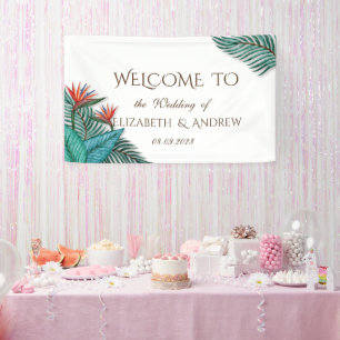 Tropische Exotische Bloemen Bruiloft Spandoek