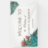 Tropische exotische bloemen bruiloft spandoek (Verticaal)