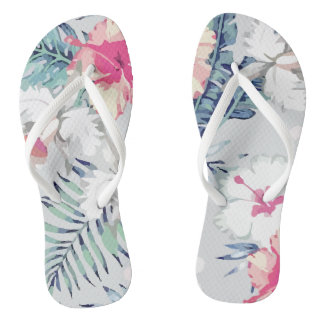 Tropische exotische Hibiscus Bloemen Orchidee Teenslippers