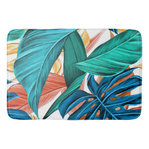 Tropische exotische palm en bladeren badmat