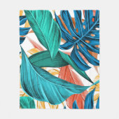 Tropische exotische palm en bladeren fleece deken (Voorkant)