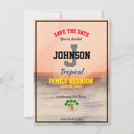 Tropische Familie herenigt om het even welke Datum Save The Date (Voorkant)