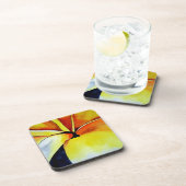 Tropische fangipani waterverf abstracte kunst onderzetter (Rechterzijde)