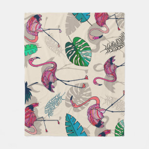 Tropische Fantasie: Flamingo Bladpatroon Fleece Deken