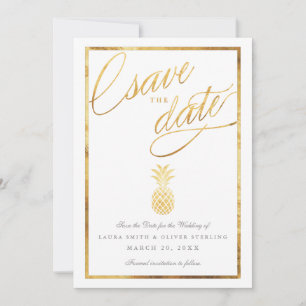 Tropische faux gouden anananas behalve de datum save the date
