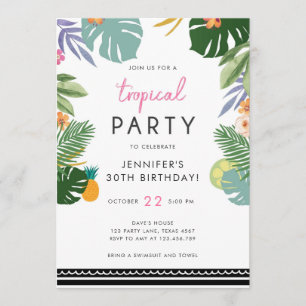 Tropische feest Luau Aloha Roze verjaardagsuitnodi Kaart