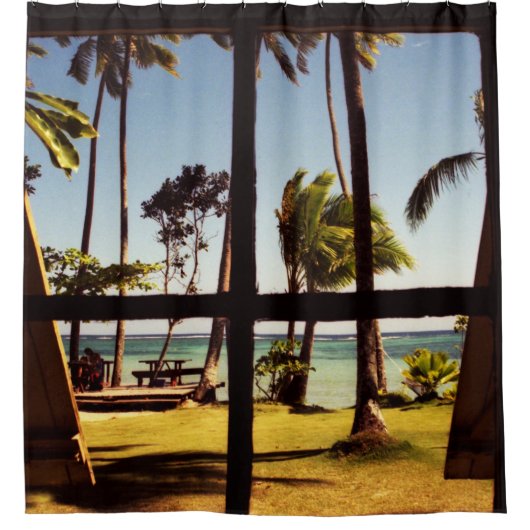 Tropische Fiji Beach Scène Douchegordijn (Voorkant)
