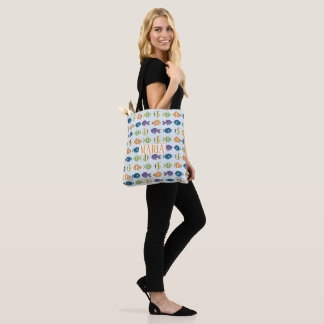 Tropische FIsh Pattern All-Over-Print Canvas tas