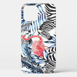 Tropische flair: Flamingo Zebra Paradise iPhone 12 Hoesje