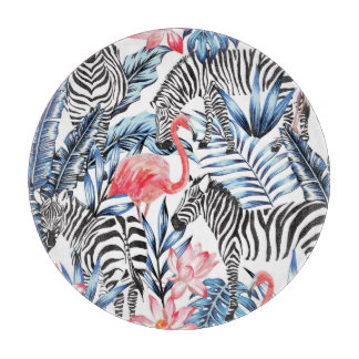 Tropische flair: Flamingo Zebra Paradise Snijplank