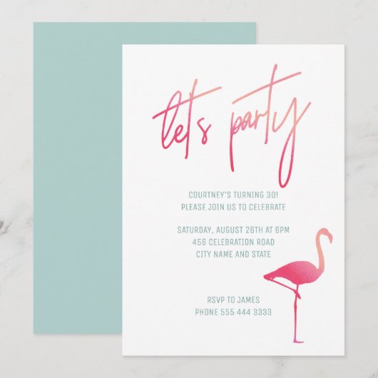 Tropische flamingo 30e verjaardag roze & munt uit  kaart (Voorkant / Achterkant)