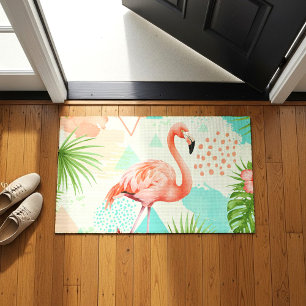 Tropische Flamingo Aquarel & Geometrisch Patroon Deurmat