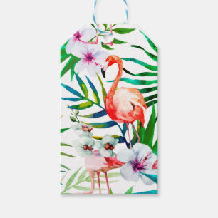 Tropische flamingo art. cadeaulabel