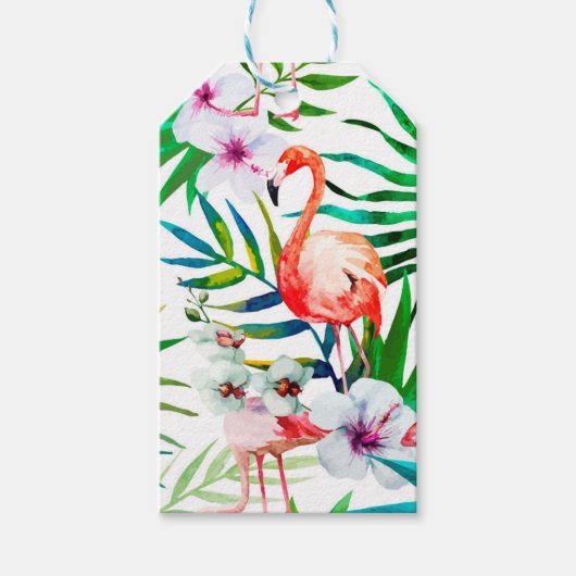 Tropische flamingo art. cadeaulabel (Voorkant)