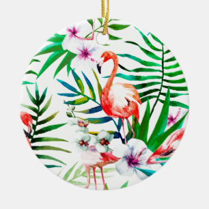 Tropische flamingo art. keramisch ornament
