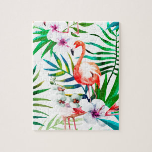Tropische flamingo art. legpuzzel