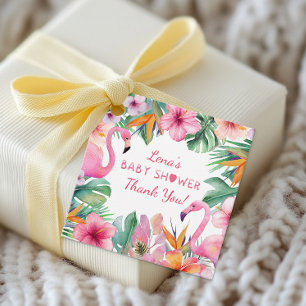 Tropische Flamingo Baby shower Gift Label