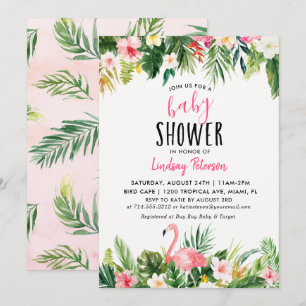 Tropische Flamingo Baby shower Invitation Card Kaart