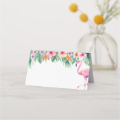 Tropische Flamingo Baby shower Plaatskaarten – Bla (Achterkant)