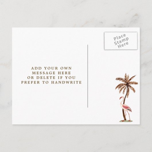 Tropische flamingo baby shower uitnodiging (Achterkant)