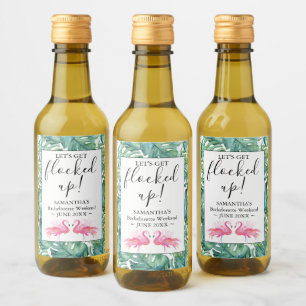 Tropische Flamingo Bachelorette Party Wine Labels Wijn Etiket