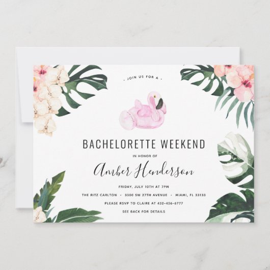 Tropische Flamingo Bachelorette Routebeschrijving Kaart (Voorkant)