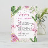 Tropische Flamingo Bachelorette Uitnodiging voor r (Staand voorkant)