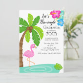 Tropische Flamingo Birthday Kaart (Staand voorkant)