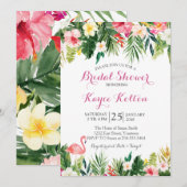 Tropische Flamingo Bruids Douche INvitation Kaart (Voorkant / Achterkant)