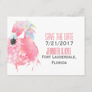 Tropische flamingo bruiloft Save the date Briefkaa Aankondigingskaart