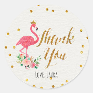 Tropische Flamingo Dank u wel! Ronde Sticker