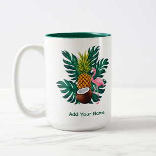 Tropische Flamingo en Ananas Zomer Cadeau Koffie Tweekleurige Koffiemok