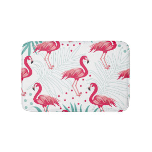 Tropische flamingo en bladeren, zomerpatroon. badmat