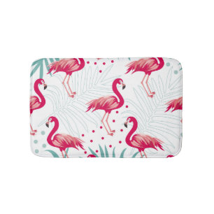 Tropische flamingo en bladeren, zomerpatroon. badmat
