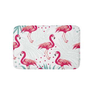 Tropische flamingo en bladeren, zomerpatroon. badmat