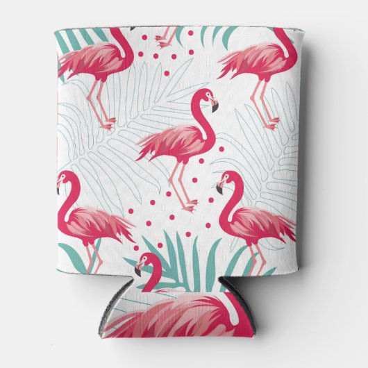 Tropische flamingo en bladeren, zomerpatroon. blikjeskoeler (Voorkant)