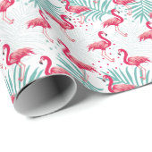 Tropische flamingo en bladeren, zomerpatroon. cadeaupapier (Rol Hoek)