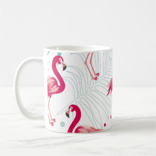 Tropische flamingo en bladeren, zomerpatroon. koffiemok