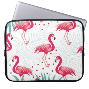 Tropische flamingo en bladeren, zomerpatroon. laptop sleeve